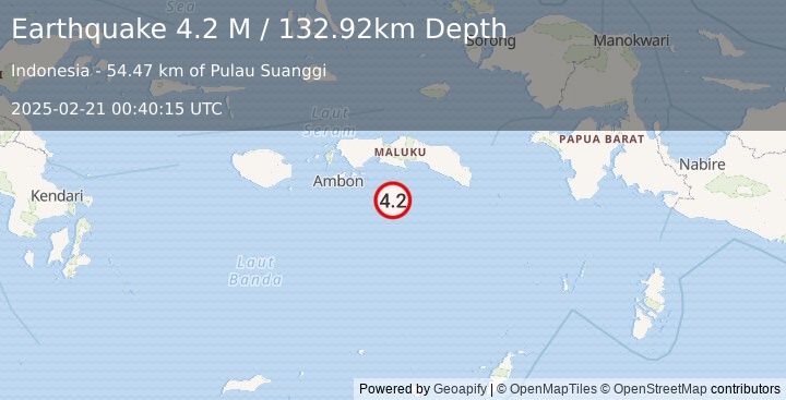 Earthquake Banda Sea (4.2 M) (2025-02-21 00:40:15 UTC)