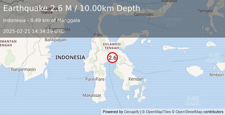 Earthquake Sulawesi, Indonesia (2.6 M) (2025-02-21 14:34:29 UTC)