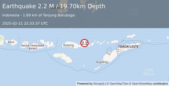 Earthquake Flores Region, Indonesia (2.2 M) (2025-02-21 22:33:37 UTC)