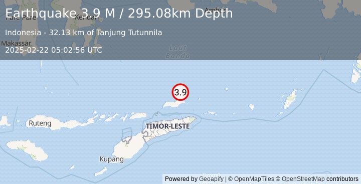 Earthquake Banda Sea (3.9 M) (2025-02-22 05:02:56 UTC)