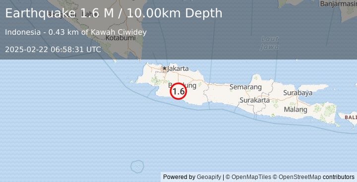 Earthquake Java, Indonesia (1.6 M) (2025-02-22 06:58:31 UTC)