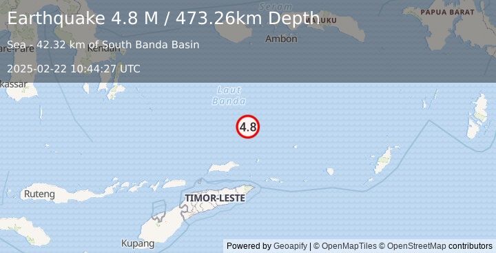 Earthquake Banda Sea (4.7 M) (2025-02-22 10:44:39 UTC)