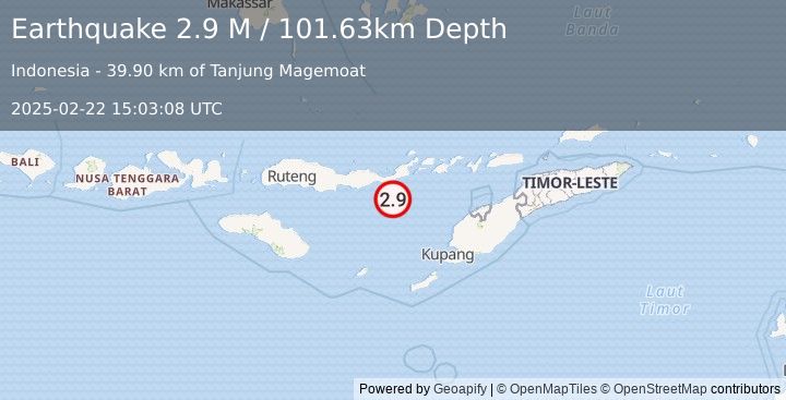 Earthquake Savu Sea (2.9 M) (2025-02-22 15:03:08 UTC)