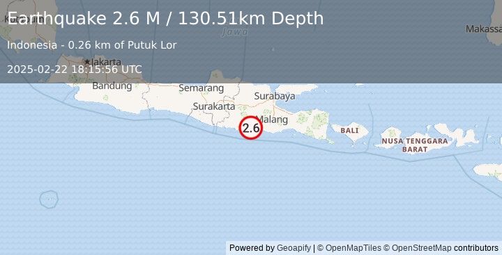 Earthquake Java, Indonesia (2.6 M) (2025-02-22 18:15:56 UTC)