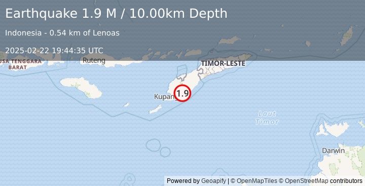 Earthquake Timor Region (1.9 M) (2025-02-22 19:44:35 UTC)