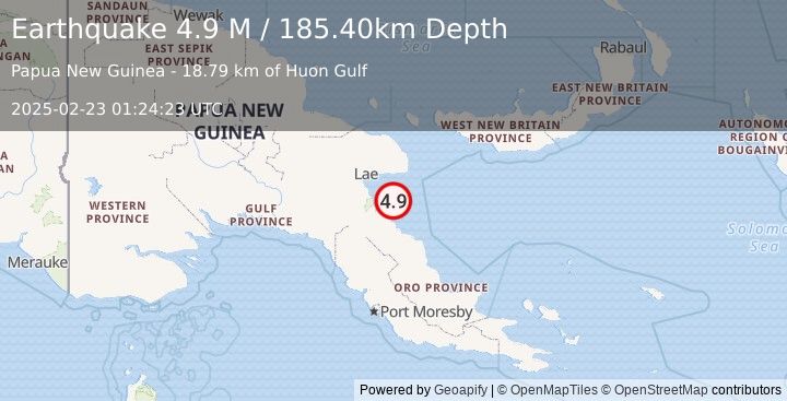 Earthquake Papua New Guinea Region (4.9 M) (2025-02-23 01:24:23 UTC)