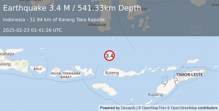 Earthquake Flores Sea (3.4 M) (2025-02-23 01:41:26 UTC)