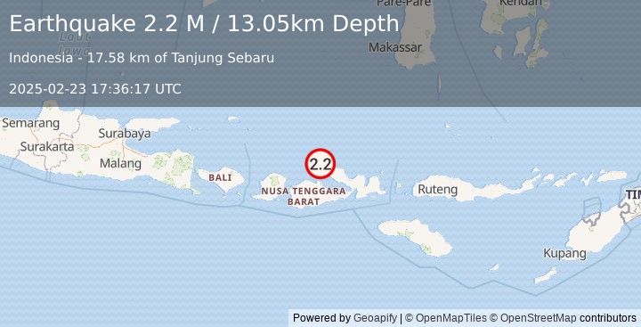 Earthquake Bali Sea (2.2 M) (2025-02-23 17:36:17 UTC)