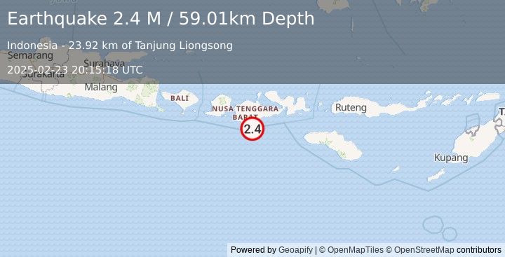 Earthquake Sumbawa Region, Indonesia (2.4 M) (2025-02-23 20:15:18 UTC)