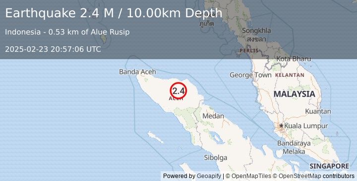 Earthquake Northern Sumatra, Indonesia (2.4 M) (2025-02-23 20:57:06 UTC)