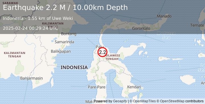 Earthquake Sulawesi, Indonesia (2.2 M) (2025-02-24 00:29:24 UTC)