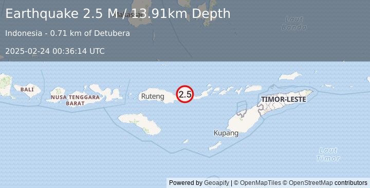 Earthquake Flores Region, Indonesia (2.5 M) (2025-02-24 00:36:14 UTC)