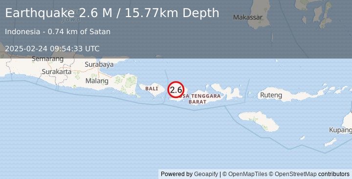 Earthquake Sumbawa Region, Indonesia (2.6 M) (2025-02-24 09:54:33 UTC)