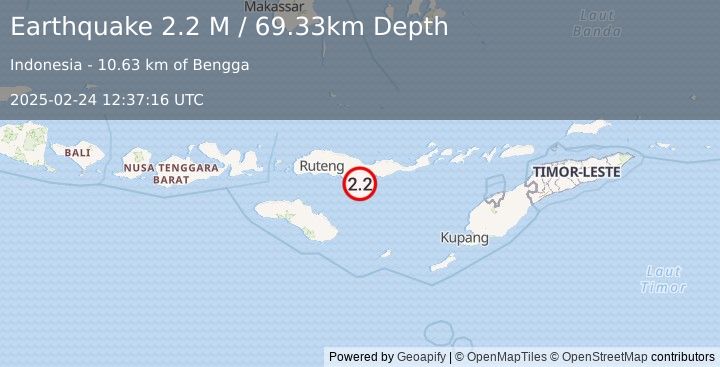 Earthquake Savu Sea (2.2 M) (2025-02-24 12:37:16 UTC)