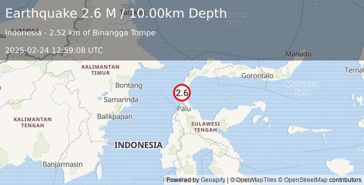 Earthquake Minahassa Peninsula, Sulawesi (2.6 M) (2025-02-24 12:59:08 UTC)