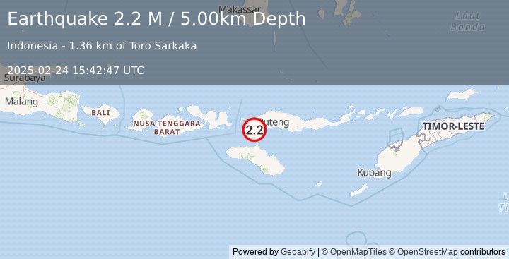 Earthquake Flores Region, Indonesia (2.2 M) (2025-02-24 15:42:47 UTC)