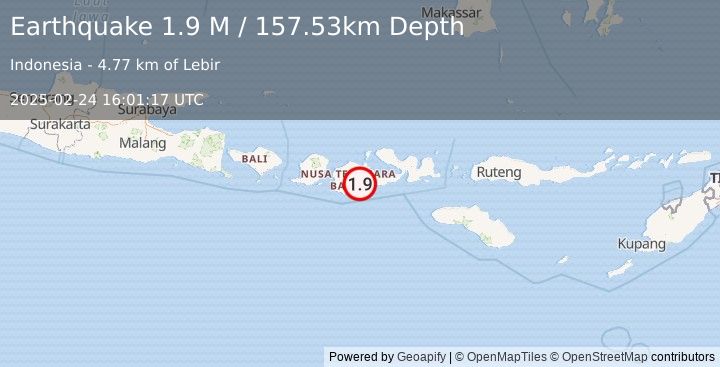 Earthquake Sumbawa Region, Indonesia (1.9 M) (2025-02-24 16:01:17 UTC)