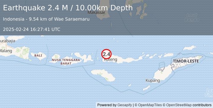 Earthquake Flores Region, Indonesia (2.4 M) (2025-02-24 16:27:41 UTC)