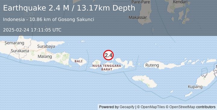 Earthquake Bali Sea (2.4 M) (2025-02-24 17:11:05 UTC)