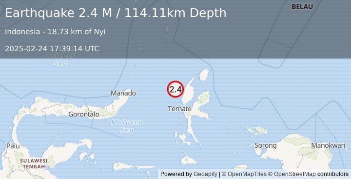 Earthquake Halmahera, Indonesia (2.4 M) (2025-02-24 17:39:14 UTC)