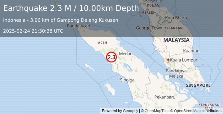 Earthquake Northern Sumatra, Indonesia (2.3 M) (2025-02-24 21:30:38 UTC)