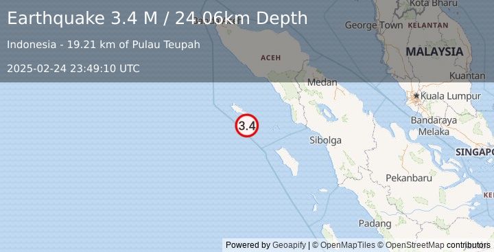 Earthquake Northern Sumatra, Indonesia (3.4 M) (2025-02-24 23:49:10 UTC)