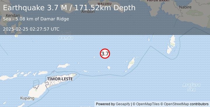 Earthquake Banda Sea (3.7 M) (2025-02-25 02:27:57 UTC)