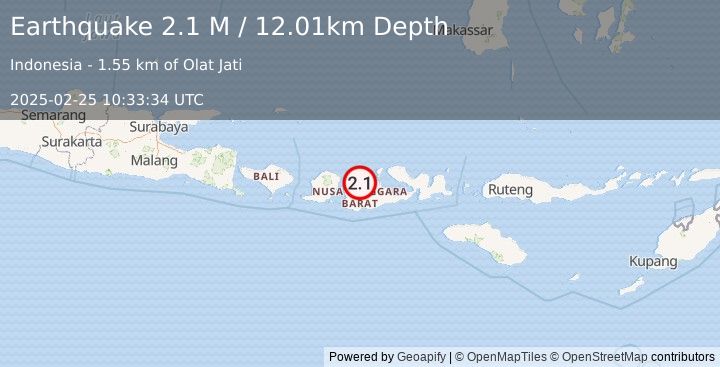 Earthquake Sumbawa Region, Indonesia (2.1 M) (2025-02-25 10:33:34 UTC)