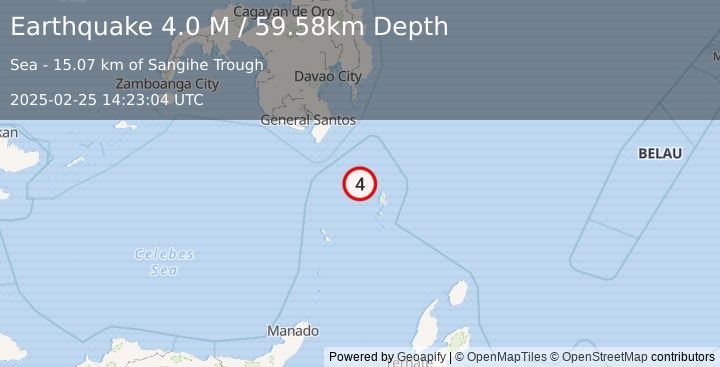 Earthquake Talaud Islands, Indonesia (4.0 M) (2025-02-25 14:23:04 UTC)