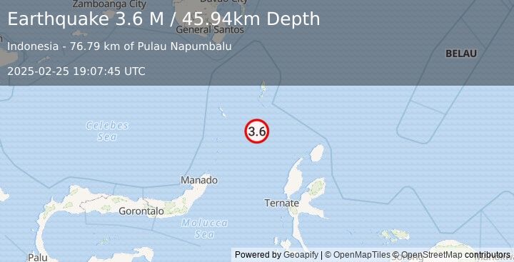 Earthquake Northern Molucca Sea (3.6 M) (2025-02-25 19:07:45 UTC)