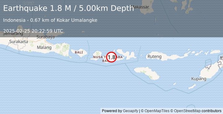 Earthquake Sumbawa Region, Indonesia (1.8 M) (2025-02-25 20:22:59 UTC)