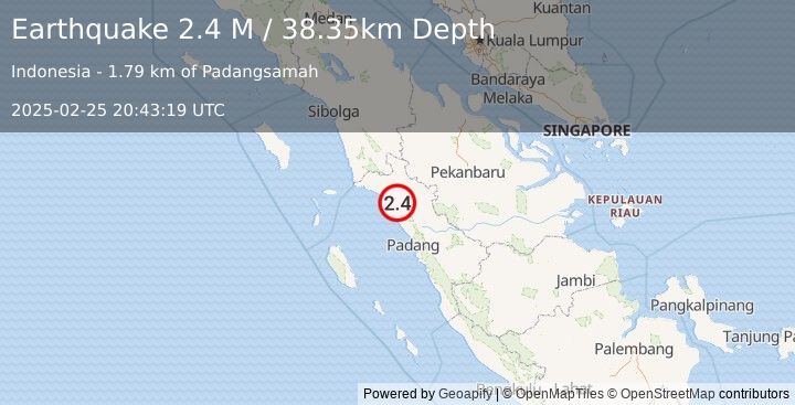 Earthquake Southern Sumatra, Indonesia (2.4 M) (2025-02-25 20:43:19 UTC)