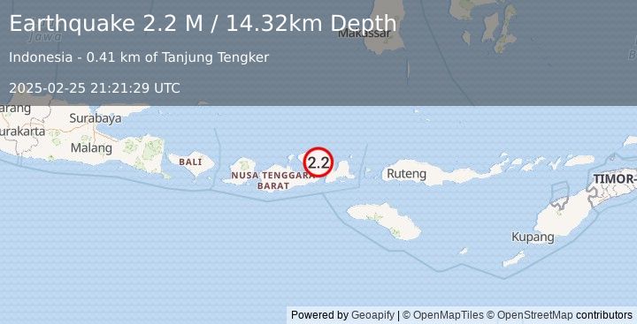 Earthquake Sumbawa Region, Indonesia (2.2 M) (2025-02-25 21:21:29 UTC)