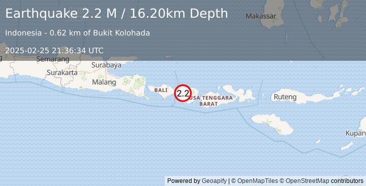 Earthquake Sumbawa Region, Indonesia (2.2 M) (2025-02-25 21:36:34 UTC)