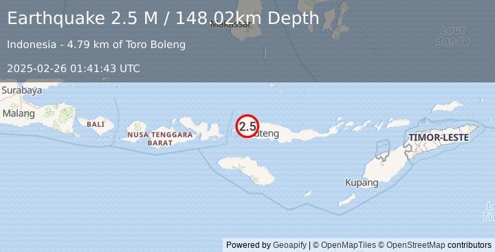 Earthquake Flores Region, Indonesia (2.5 M) (2025-02-26 01:41:43 UTC)