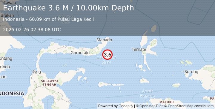 Earthquake Northern Molucca Sea (3.6 M) (2025-02-26 02:38:08 UTC)