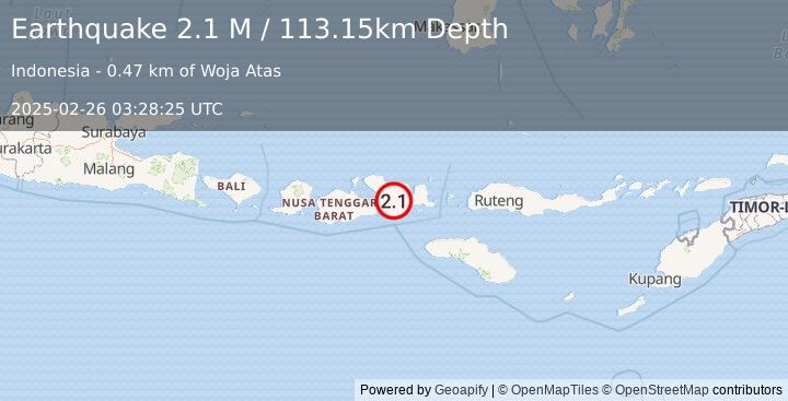 Earthquake Sumbawa Region, Indonesia (2.1 M) (2025-02-26 03:28:25 UTC)