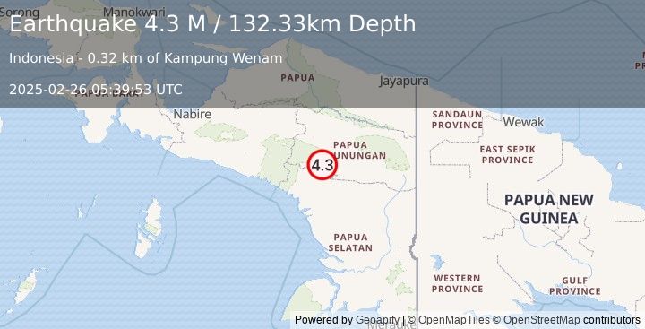 Earthquake West Papua, Indonesia (4.4 M) (2025-02-26 05:39:54 UTC)