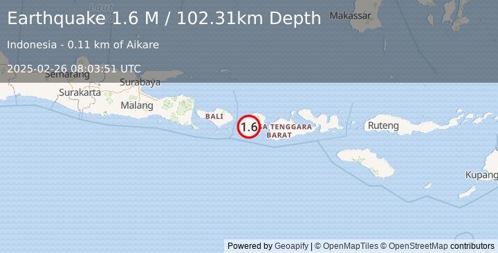 Earthquake Sumbawa Region, Indonesia (1.6 M) (2025-02-26 08:03:51 UTC)