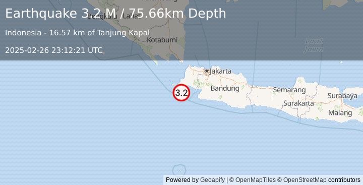 Earthquake Java, Indonesia (3.2 M) (2025-02-26 23:12:21 UTC)