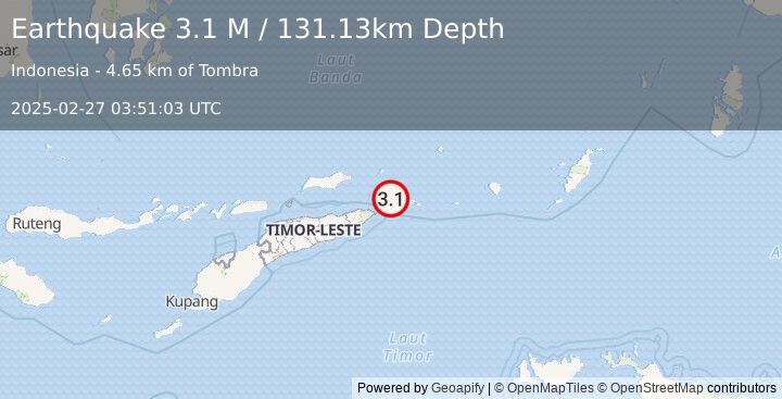 Earthquake Timor Region (3.1 M) (2025-02-27 03:51:03 UTC)