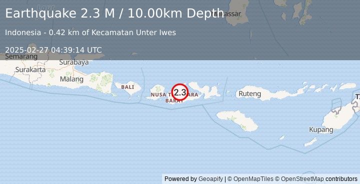 Earthquake Sumbawa Region, Indonesia (2.3 M) (2025-02-27 04:39:14 UTC)