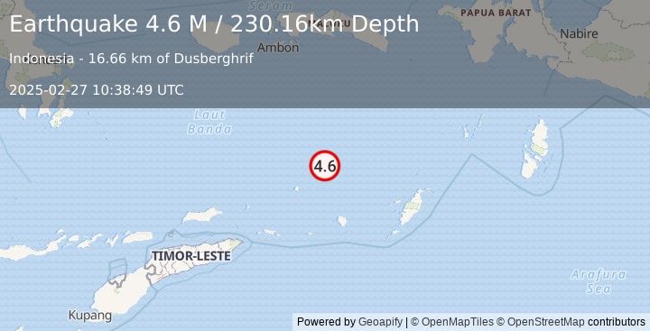 Earthquake Banda Sea (4.6 M) (2025-02-27 10:38:49 UTC)