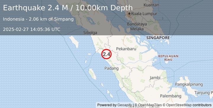 Earthquake Northern Sumatra, Indonesia (2.4 M) (2025-02-27 14:05:36 UTC)