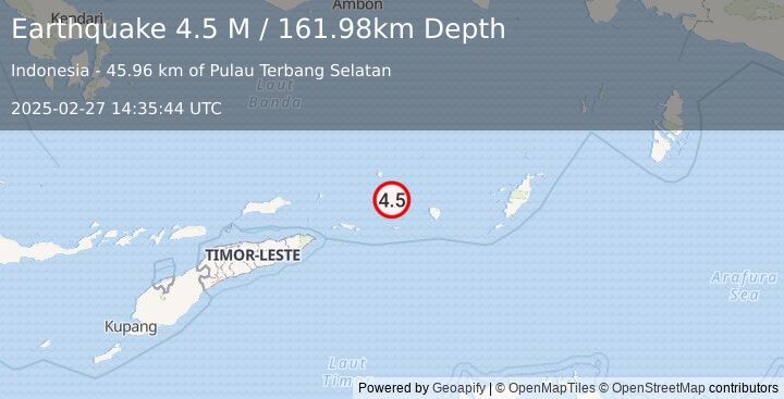 Earthquake Banda Sea (4.5 M) (2025-02-27 14:35:44 UTC)