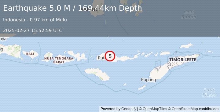 Earthquake Flores Region, Indonesia (5.0 M) (2025-02-27 15:52:59 UTC)