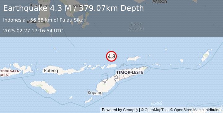 Earthquake Banda Sea (4.3 M) (2025-02-27 17:16:54 UTC)