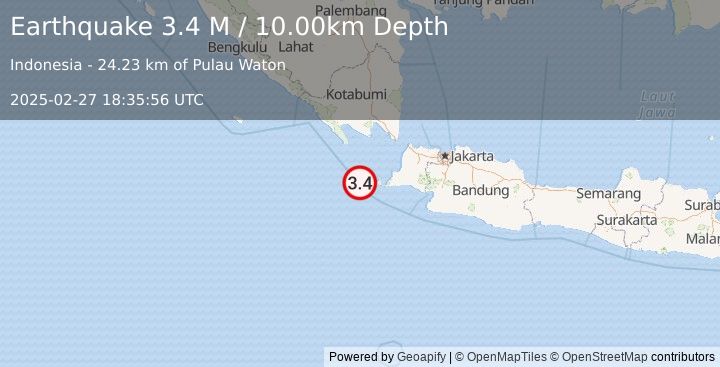 Earthquake Sunda Strait, Indonesia (3.4 M) (2025-02-27 18:35:56 UTC)