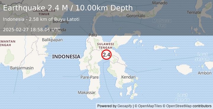 Earthquake Sulawesi, Indonesia (2.4 M) (2025-02-27 18:58:06 UTC)