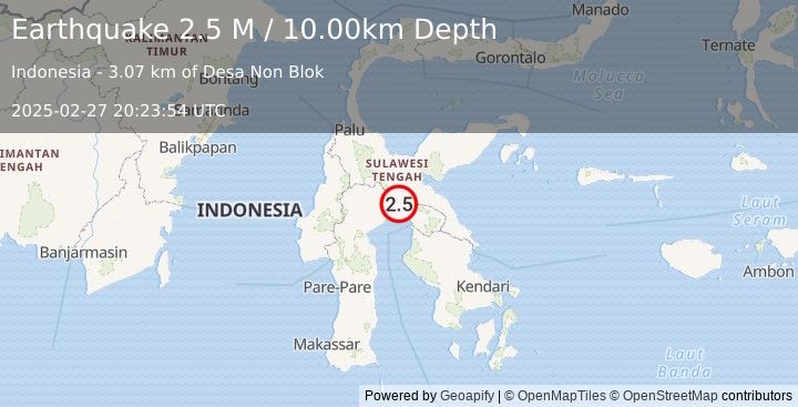 Earthquake Sulawesi, Indonesia (2.5 M) (2025-02-27 20:23:54 UTC)